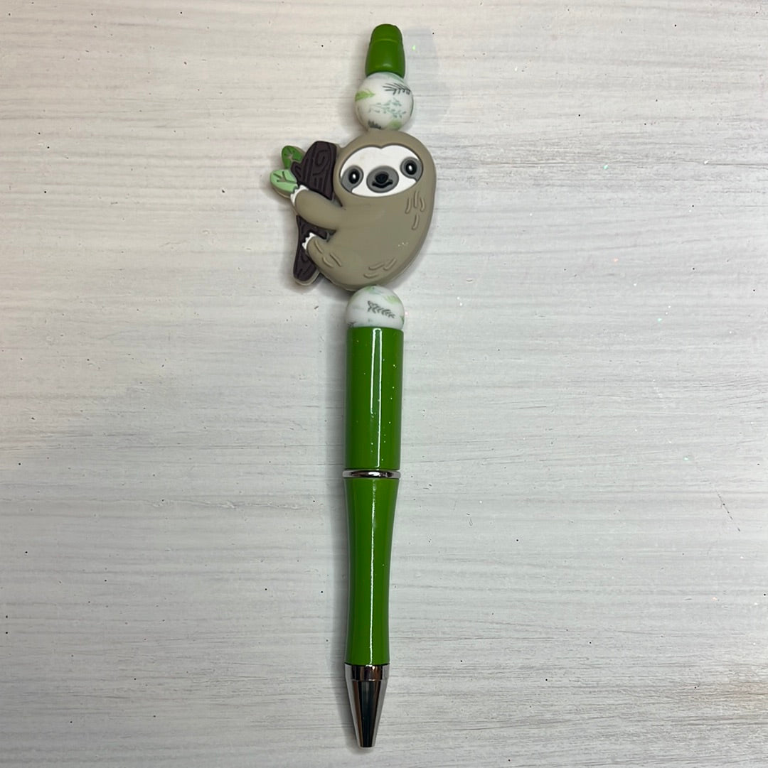 Beaded pen, ink pen,cute,beaded,sparkle,sloth, writing.